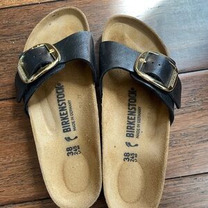 Birkenstock Black Sandals with Gold Buckle